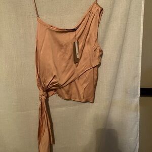 DO+BE  Sateen One Shoulder Cropped Top Size Small